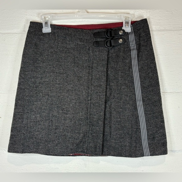 Prana Woman’s Gray Coal Wool Blend Quincy Mini Tweed Wrap Skirt Size Small - Picture 1 of 8